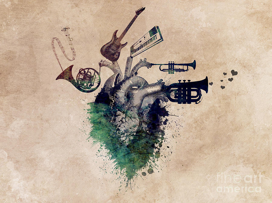 Music Digital Art - I love music - Music my love by Justyna Jaszke JBJart