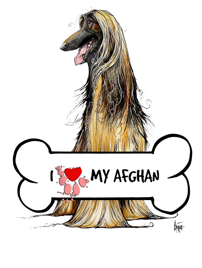 Dog Drawing - I Love My Afghan Hound by John LaFree