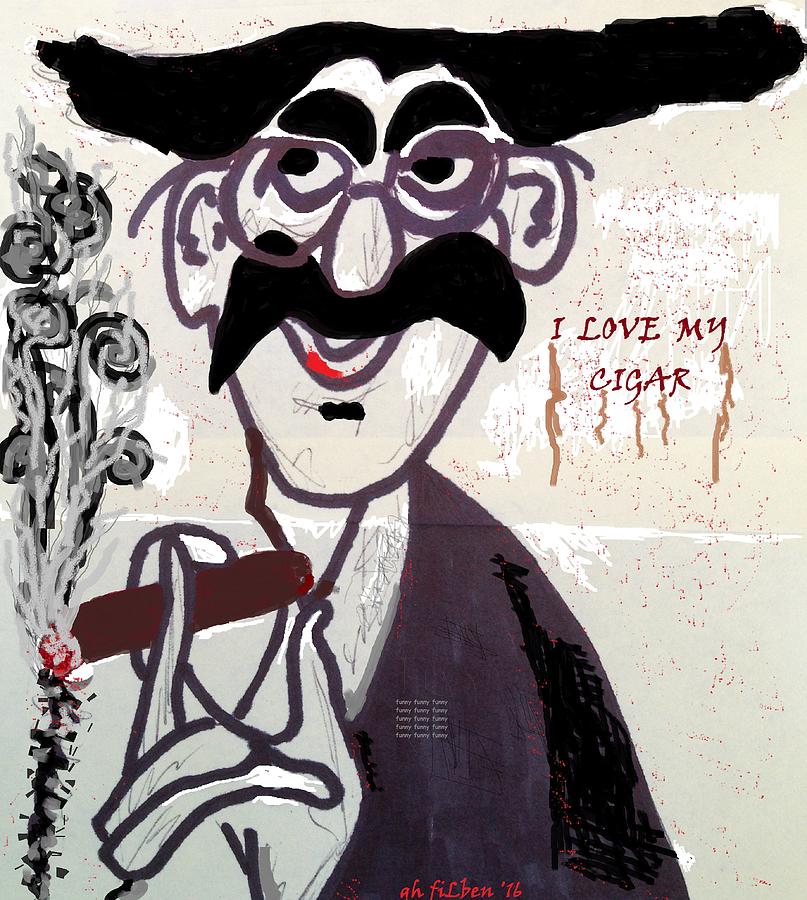 Groucho Marx Drawing - I Love My Cigar by GH FiLben