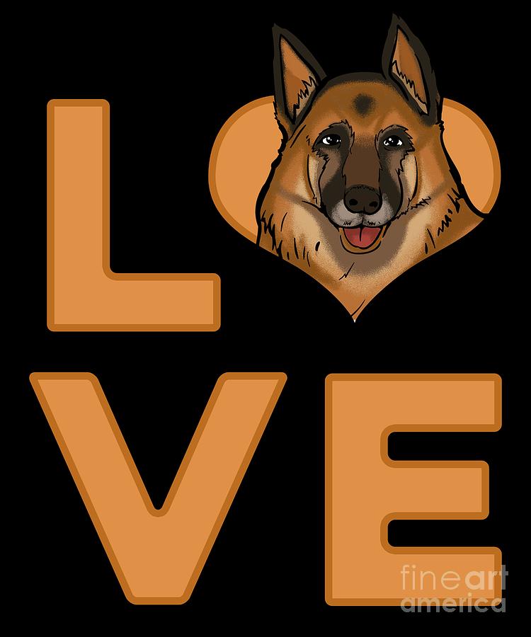 I Love My German Shepherd Love Heart Dog Lovers Gift Digital Art by ...