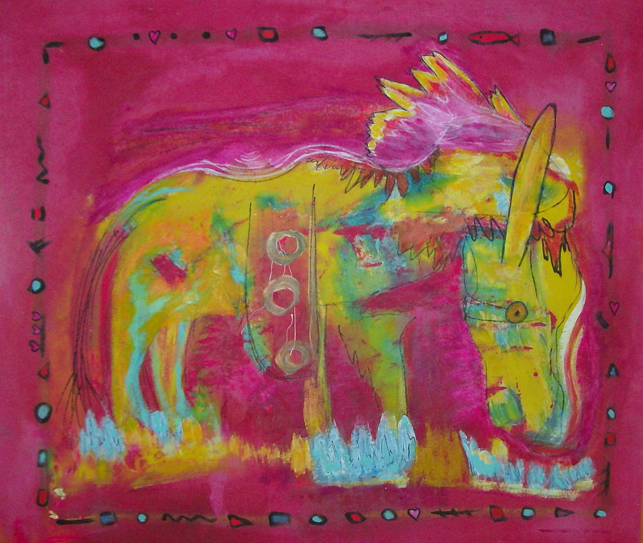 I love my little poney Painting by Francine Ethier
