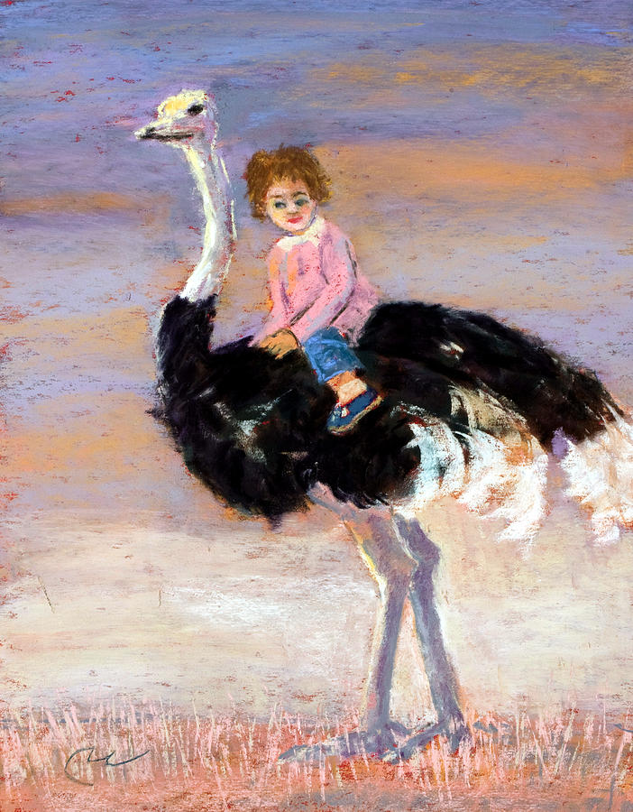 I Love My Very Own Ostrich Painting by Cheryl Whitehall