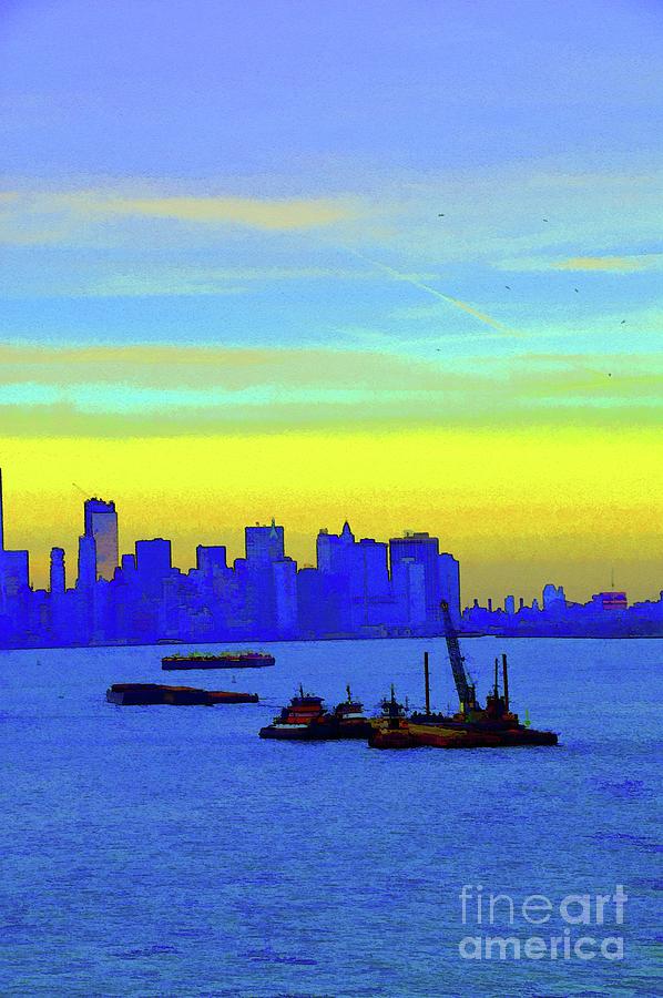 I Love New York Sunset Digital Painting Photograph by Robyn King