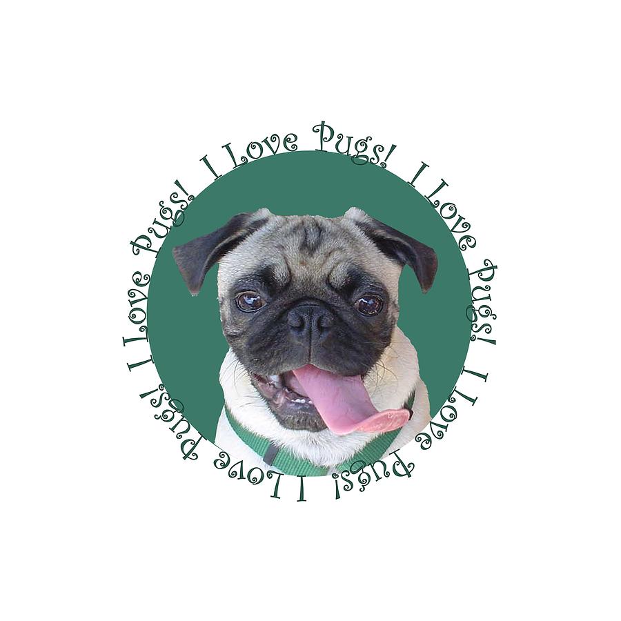 Pug Painting - I Love Pugs by Patricia Barmatz Pug Painting - I Love Pugs by Patricia Barmatz