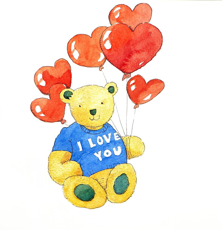 I love you bear Painting by Jennifer Abbot