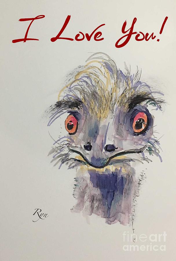 I Love You, Emu Drawing by Ryn Shell