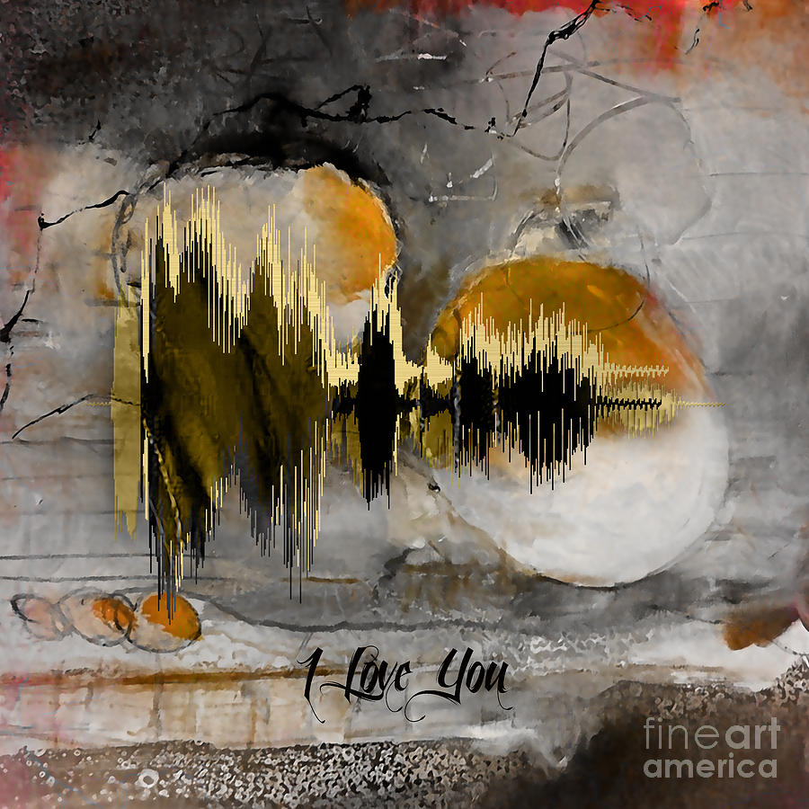 Music Mixed Media - I Love You Sound Wave by Marvin Blaine