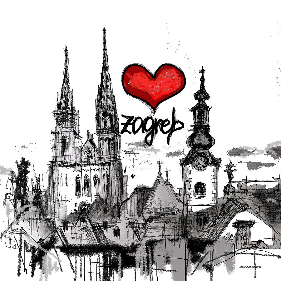 I love Zagreb Digital Art by Sladjana Lazarevic