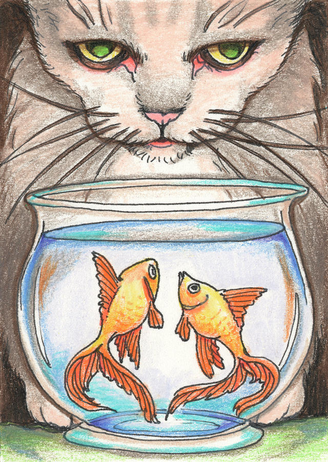 Fish Drawing - I Loves Fishes by Amy S Turner