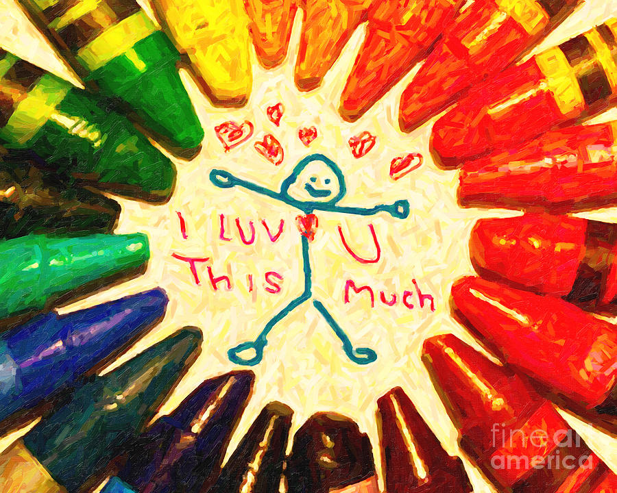 Crayon Photograph - I Luv U This Much by Wingsdomain Art and Photography