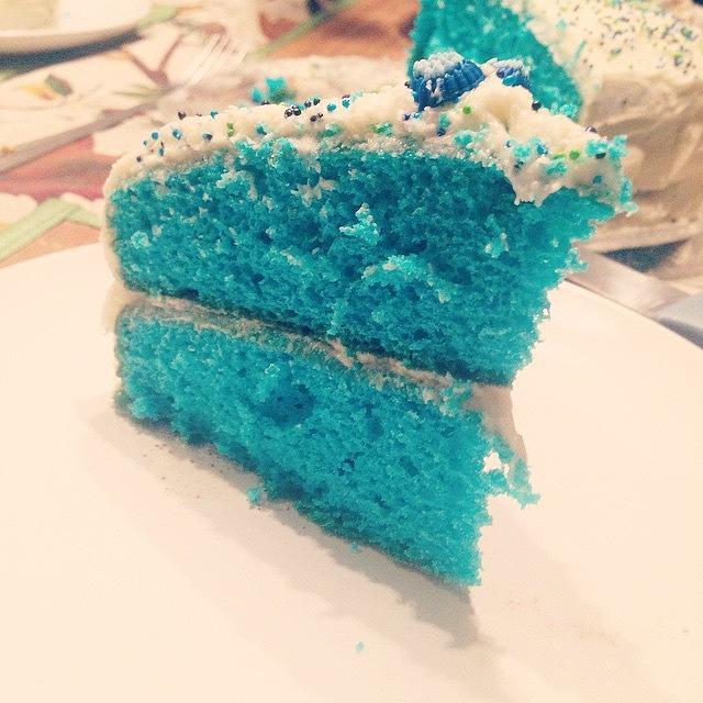 Yum Photograph - I Made Him Blue Velvet Cake With by Sarah Verdejo