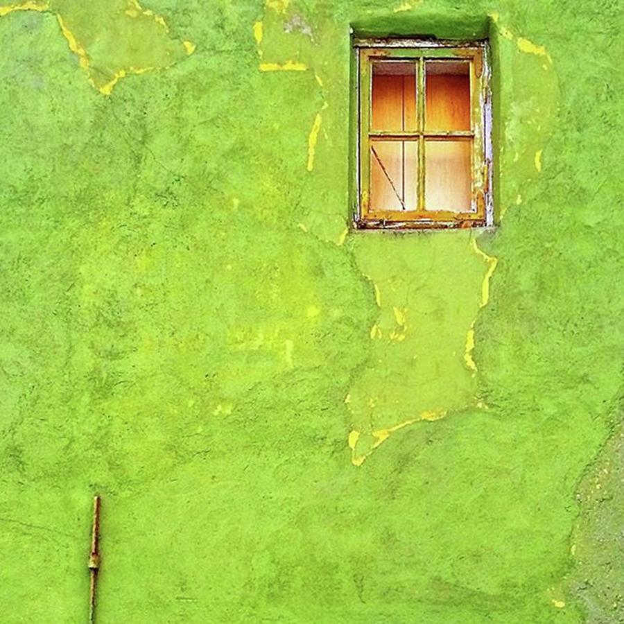 Green Photograph - Window on green wall in Norway by Anne Hilde Lystad