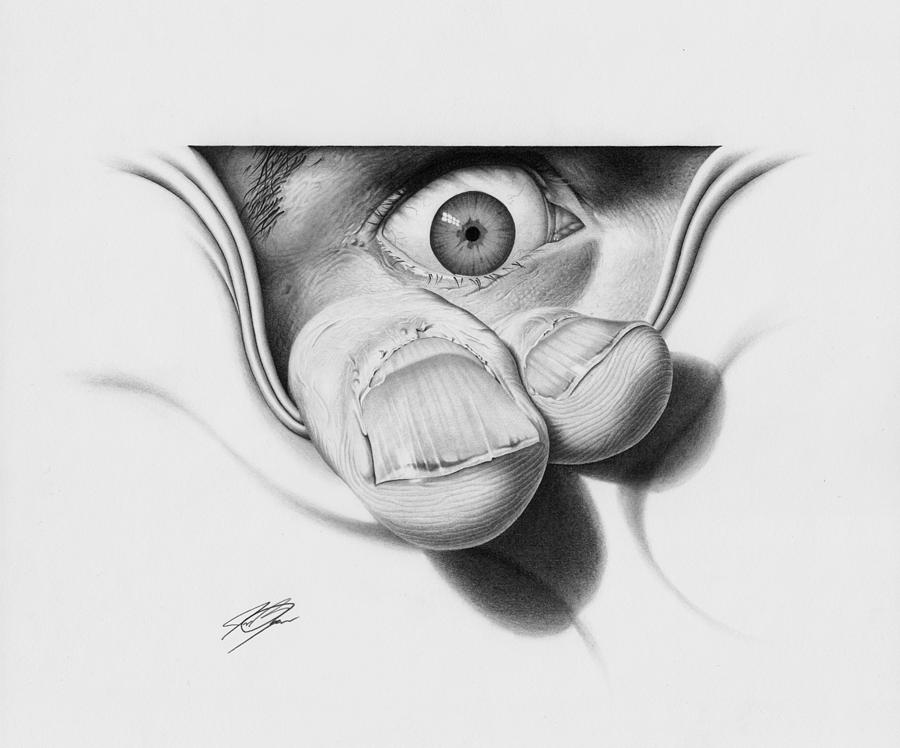 Black And White Drawing - I See You by Joe Burgess