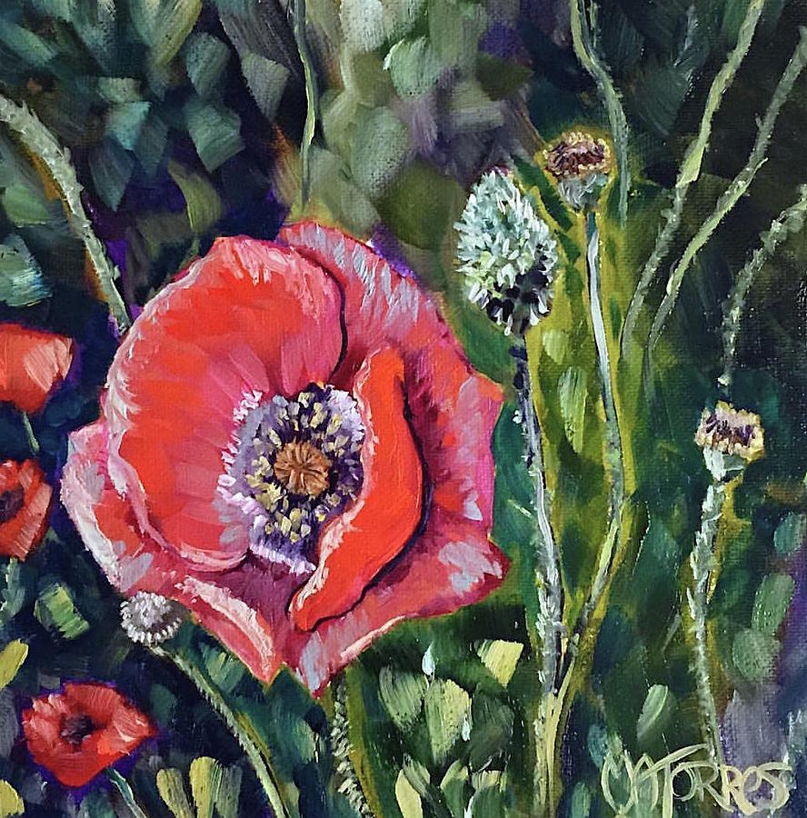 I Stand Alone Poppy Painting by Melissa Torres
