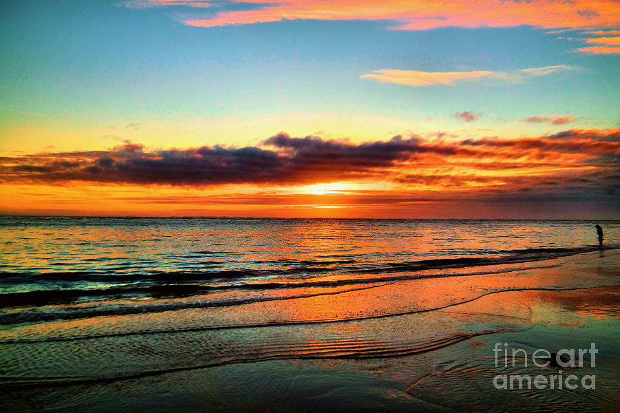 Sunset Photograph - I walked alone next to the ocean by Jeff Swan
