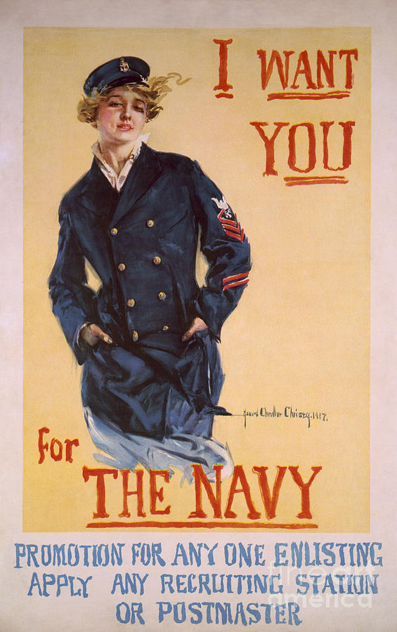 I want you for the Navy patriotic vintage poster art Painting by Vintage Collectables