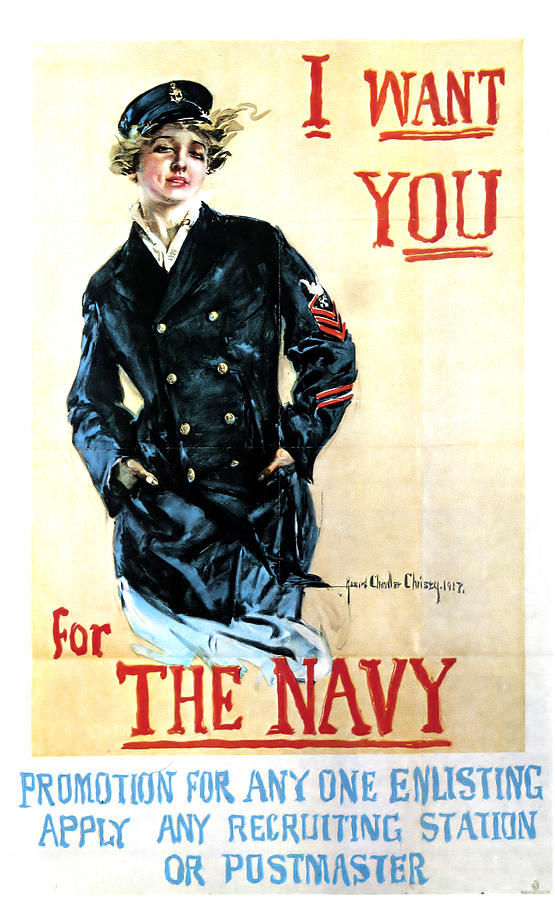 I want you for the Navy - Recruiting Advertisement - Vintage Propaganda Poster Mixed Media by Studio Grafiikka