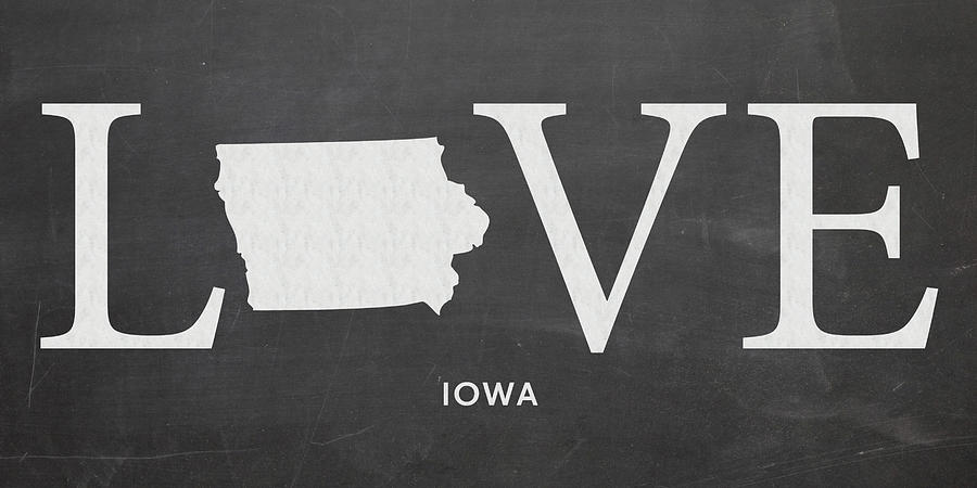 Iowa Map Mixed Media - IA Love by Nancy Ingersoll
