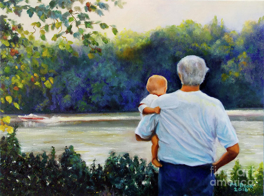 Ian and His Daddy One Sunday Afternoon Painting by Marlene Book