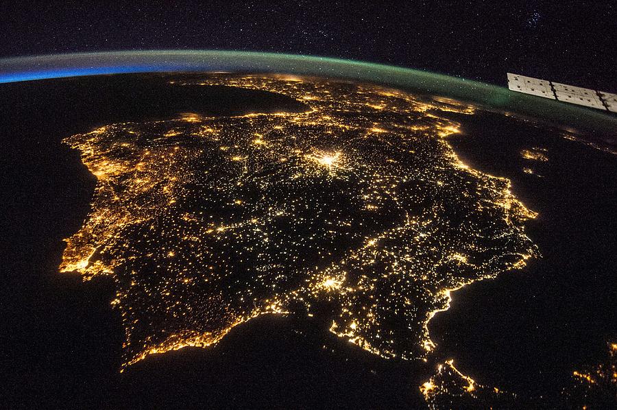 Iberian Peninsula at Night Painting by Celestial Images