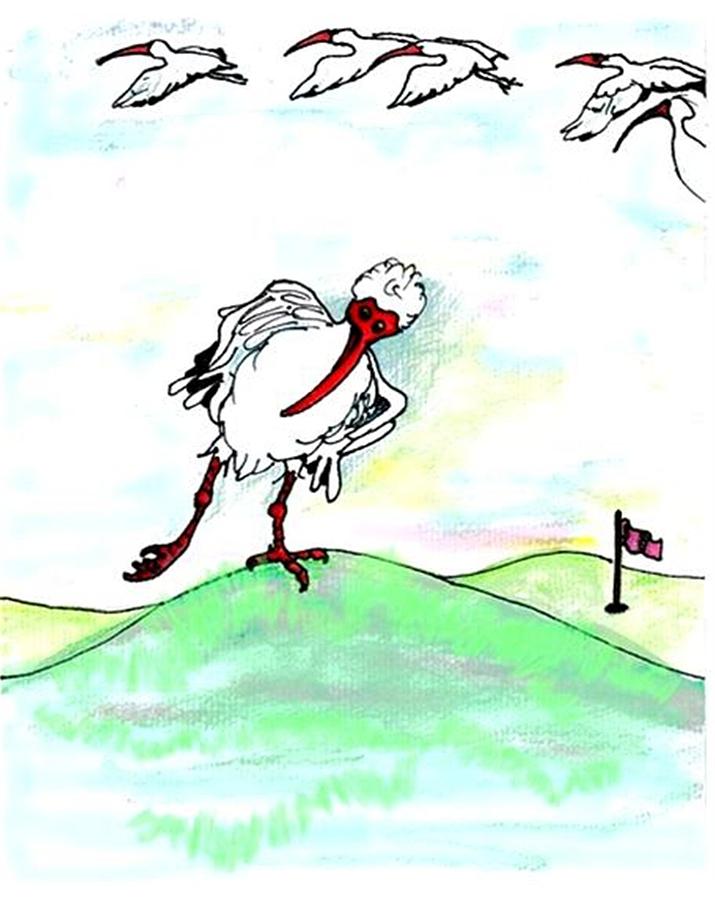 Ibis hates leg Drawing by Carol Allen Anfinsen