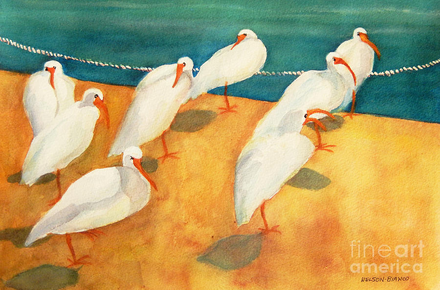 Ibis On The Beach Painting by Sharon Nelson-Bianco