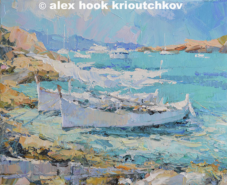 Boat Painting - Ibiza II by Alex Hook Krioutchkov
