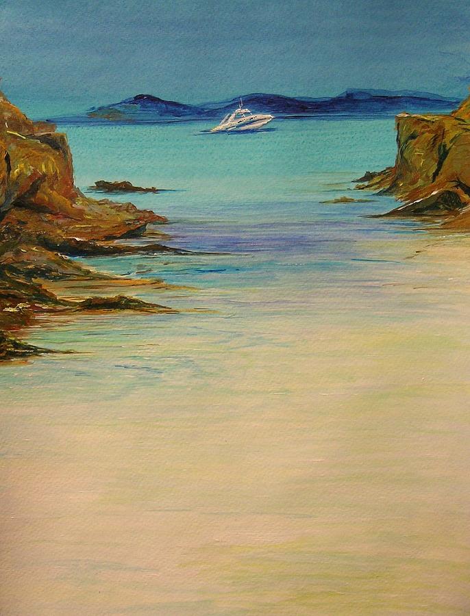 Ibiza in the distance.... Painting by Lizzy Forrester