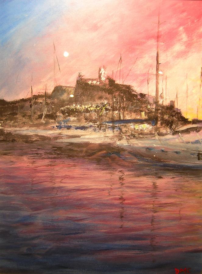 Ibiza Old Town At Sunset Painting by Lizzy Forrester