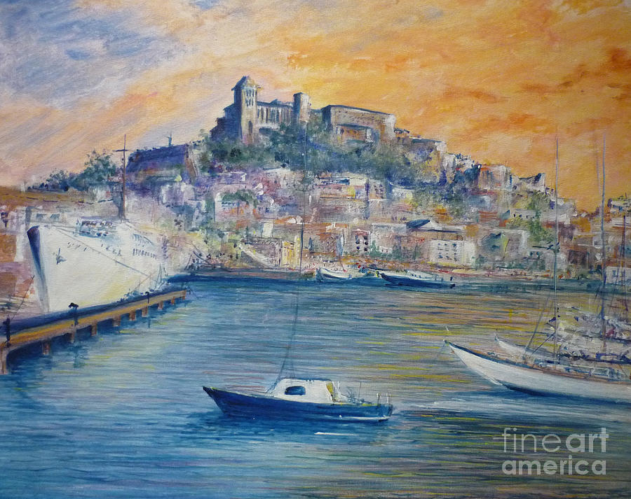 Ibiza Old Town Marina And Port Painting