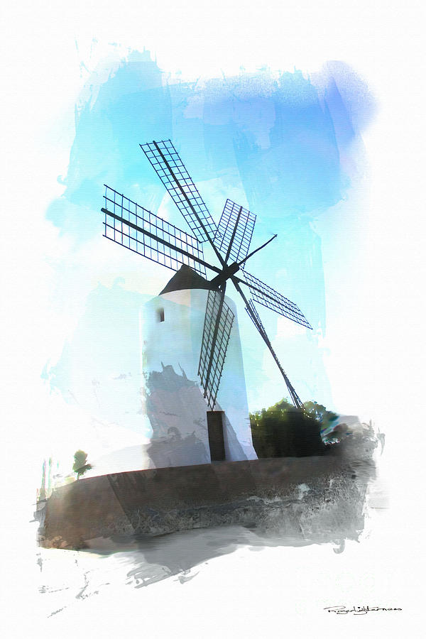 Ibiza Windmill Digital Art by Roger Lighterness