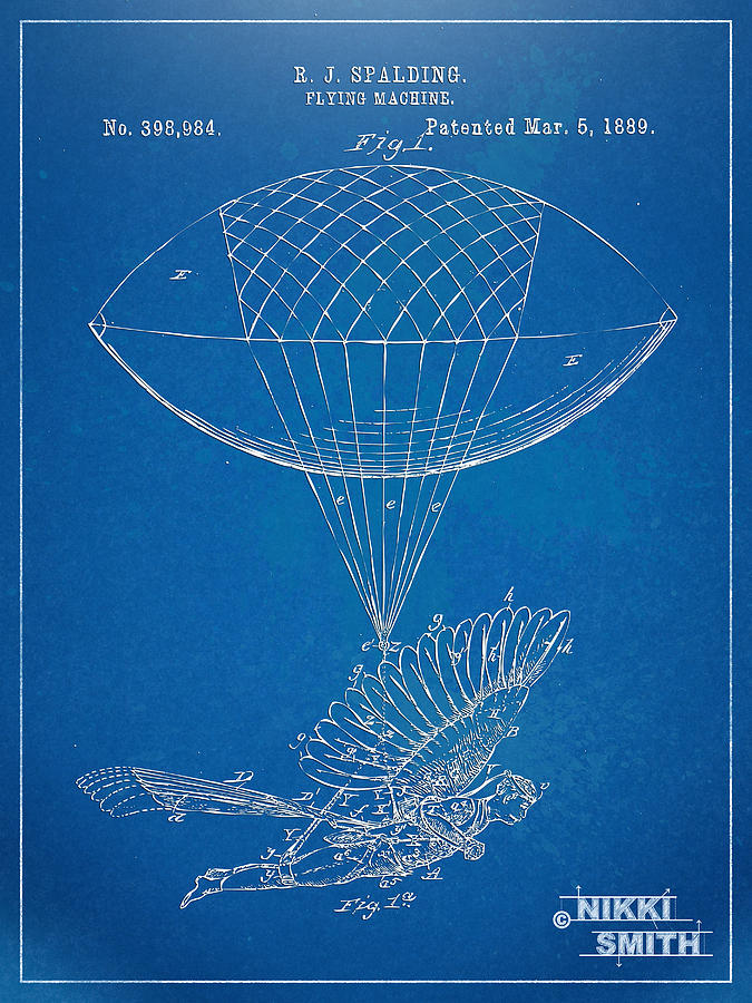 Leonardo Da Vinci Digital Art - Icarus Airborn Patent Artwork by Nikki Marie Smith