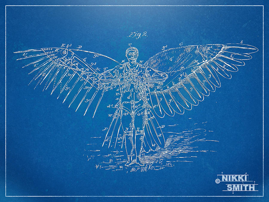 Icarus Flying Machine Patent Artwork Digital Art by Nikki Marie Smith