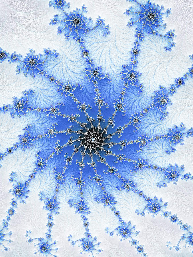 Ice and snow blue and white winter fractal Digital Art by Matthias Hauser