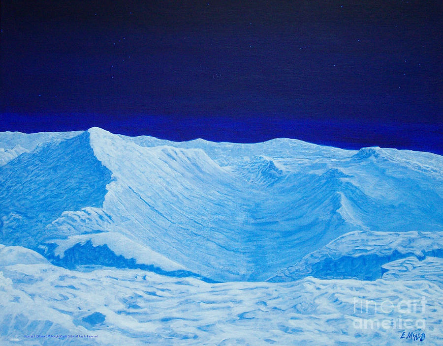 Ice Blue Mountains Fantasy Landscape Painting by Edward McNaught-Davis