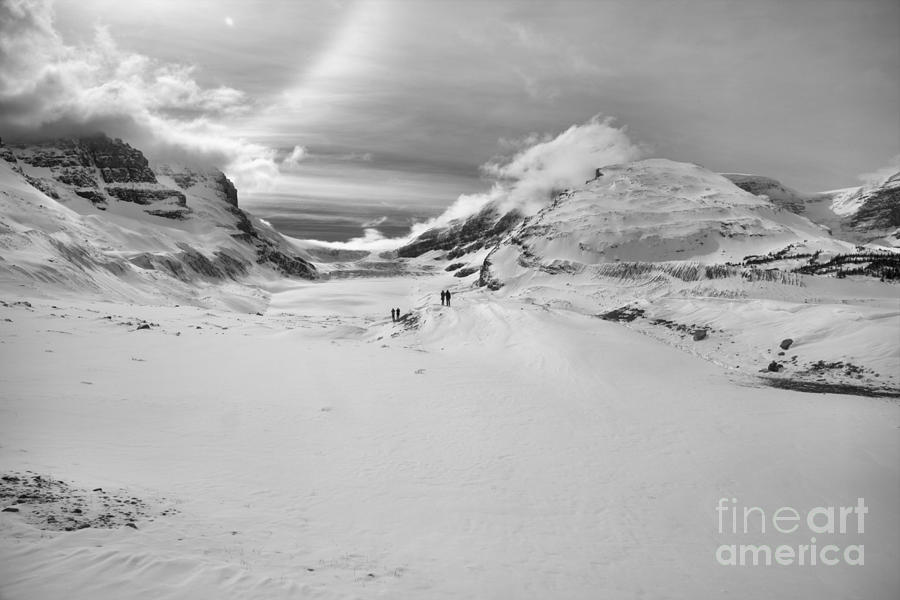 Ice Bow Over The Athabasca Glacier Black And White Photograph by Adam Jewell