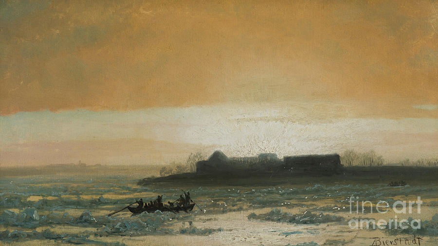 Ice Breaking Up Painting by Albert Bierstadt