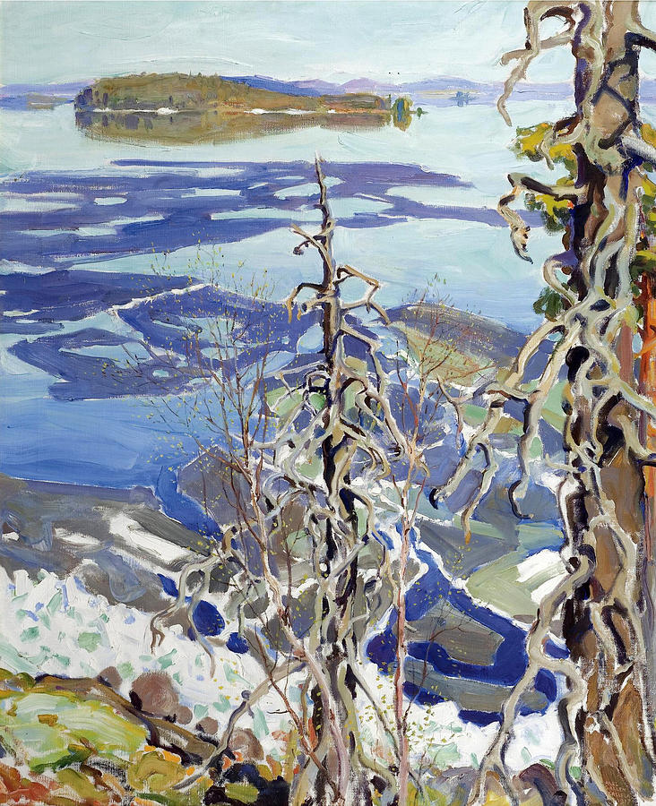 Ice Breaking-up on Lake Ruovesi Painting by Akseli Gallen-Kallela