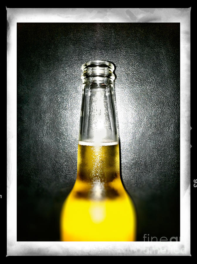 Ice Cold Beer Bottle Against Black Photograph by Bryan Mullennix