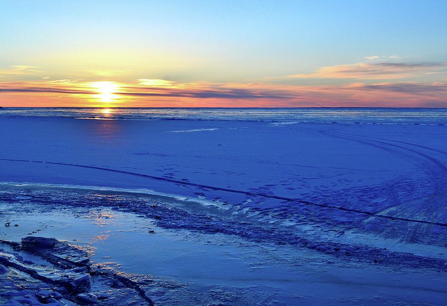 Ice Cracks At Sunrise Two  Photograph by Lyle Crump