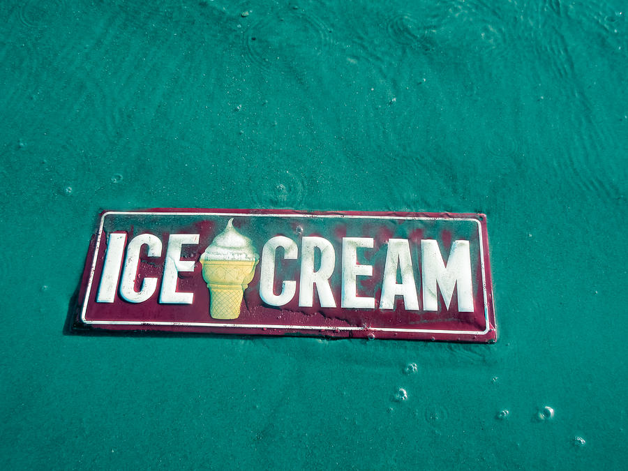 Ice Cream Beach Sign Aqua Photograph by Tony Grider