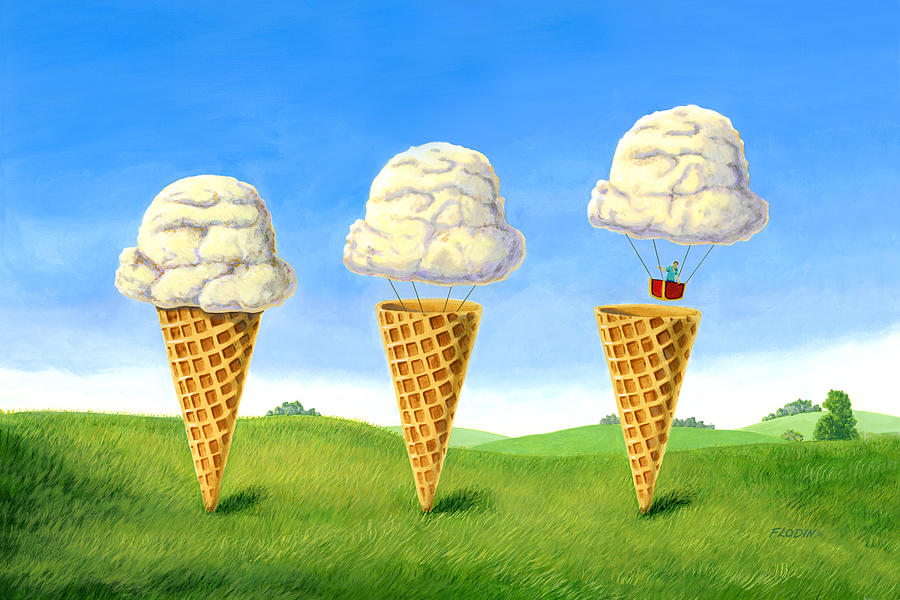 Ice Cream Float - Hot Air Balloon Painting Painting by Mick Flodin