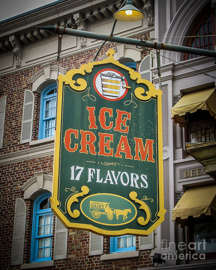 Sign Photograph - Ice Cream Shop by Perry Webster