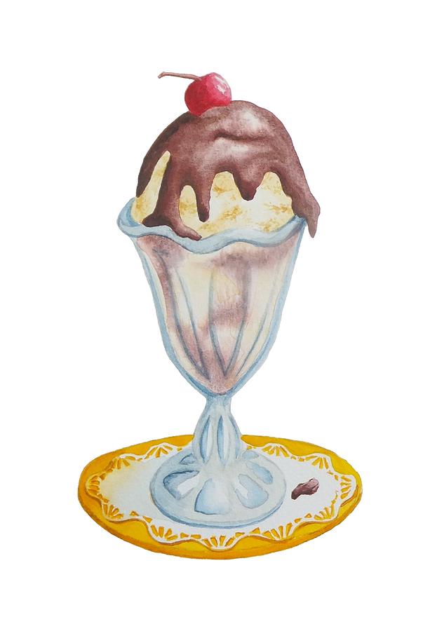 Ice Cream Sundae  Painting by Katherine Young-Beck