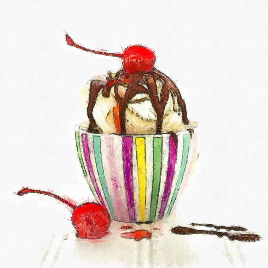 Ice Cream Sundae Pencil Digital Art by Edward Fielding