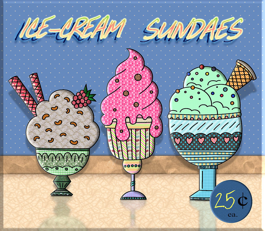 Ice-cream Sundaes Digital Art by Nina Bradica