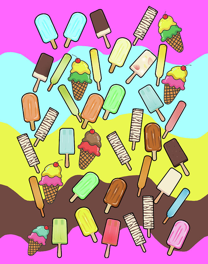 Summer Mixed Media - Ice Cream Treats Illustration by Gravityx9 Designs