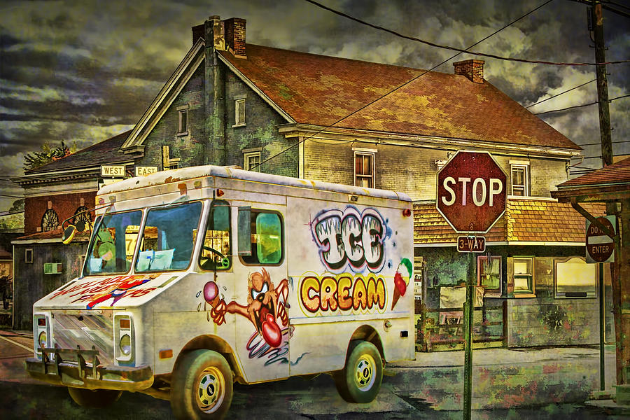Ice Cream Truck crossing an Urban Intersection Photograph by Randall Nyhof