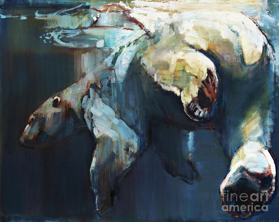 Polar Bear Painting - Ice Deep by Mark Adlington