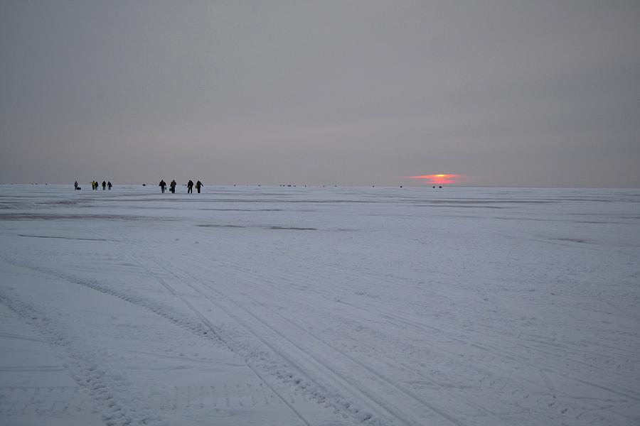 Ice Fishing Sunrise  Photograph by Lyle Crump